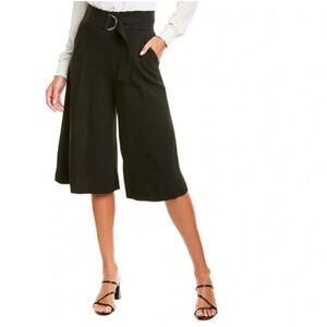 $425 A.L.C. Blk Hi Waisted Wide Leg Culottes Sz 2 Belted Wool Blend Palazzo Pant